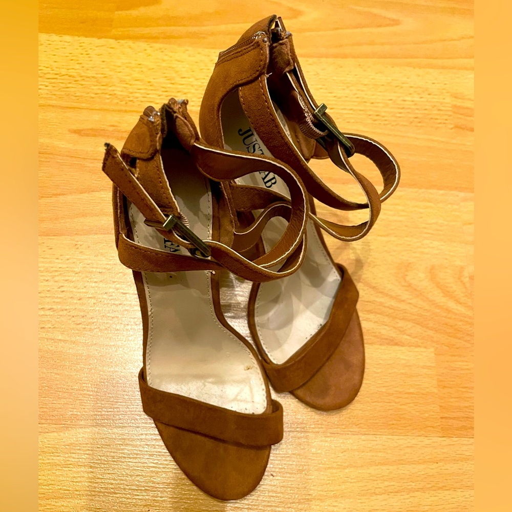 Caramel Faux Suede Block Platform Heels